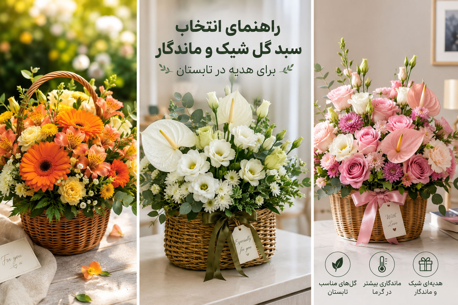 راهنمای انتخاب سبد گل شیک و ماندگار برای هدیه در تابستان