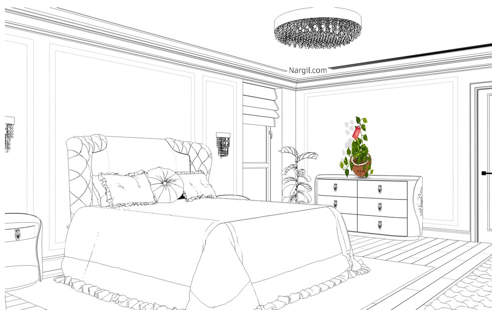 جانمایی گلدان زیبای اسکاندنس در اتاق خواب روی دراور 