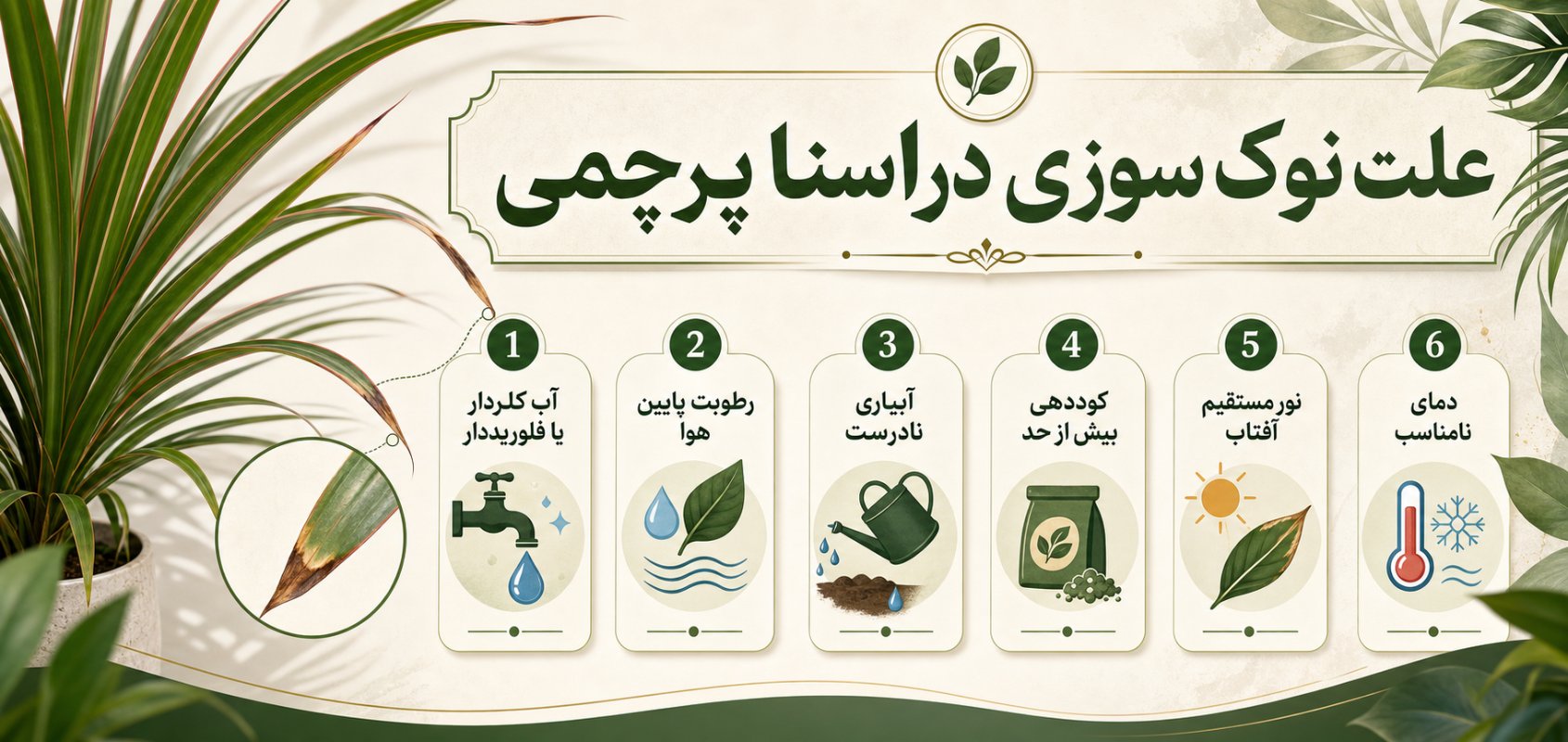 اینفوگرافیک علت نوک سوزی دراسنا پرچمی